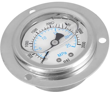 Cabilock Druckmessgerät Zifferblatt Druckmessgerät Flüssigkeits Inline Industrieölmessgerät Kupfer Silber
