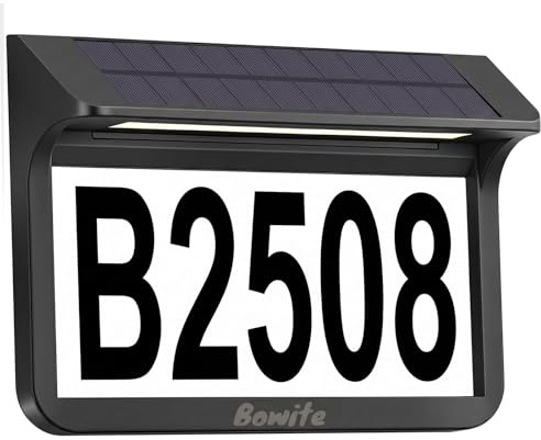 Solar House Numbers for Outside Light Up - 3000K/6000k 2 Modes, Aluminum Waterproof LED Lighted Address Signs for Houses, Solar Powered Wall-Mounted Illuminated Address Plaque for Yard Home