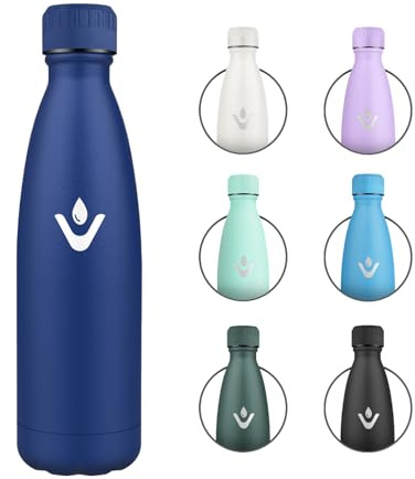 Botella Termica 500ml, Cantimplora Termica con Doble Pared, Garrafa Termica sin BPA, Cantimplora Acero Inoxidable Reutilizable para Niños, Adultos, Escuela, Oficina, Viajes, Deporte, Yoga, Senderismo