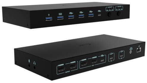 i-tec USB-C KVM Dock PRO für DREI Hosts, Dual Video, mit 2X Stromversorgung max 92W