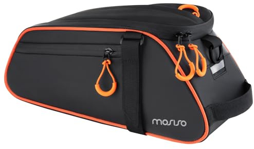 MOSISO Borsa Bici Telaio,Marsupio Telaio Bici Posteriore Impermeabile 8 Litri Linguette Arancioni, Borsa Sedile Posteriore Bicicletta, Borse Portaoggetti Bike Tracolla Ciclismo Strada&Montagna, Nero