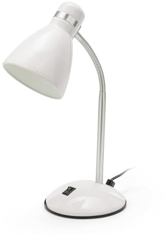 Skrivbordslampa med E27-sockel, LED-kompatibel, flexibel arm, med kabel och strömbrytare, för barnrum, skrivbord, arbetsrum