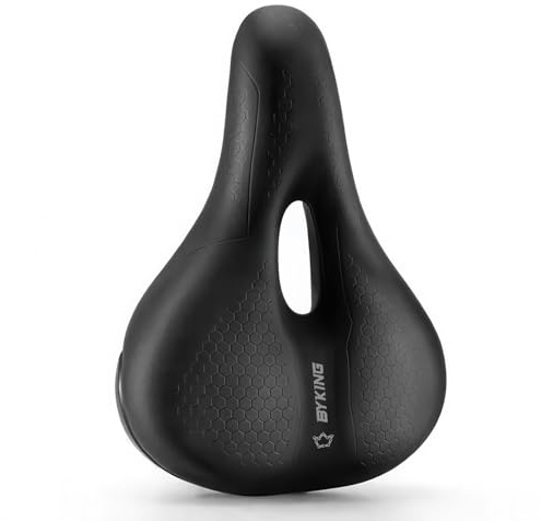 BYKING Bike Saddle, Padded Bicycle Seat, Soft, Comfortable Cushion for Men & Women, Wide Memory Foam Cycle Seat Replacement.