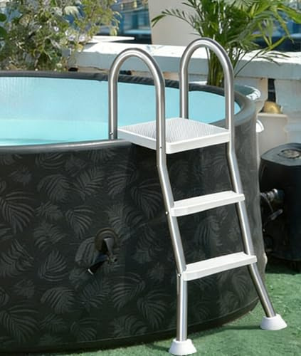 Escalera de 4 Peldaños para Piscinas Elevadas, Escalera de Piscina de Acero Inoxidable de Alta Resistencia, Peldaños Anchos Antideslizantes Capacidad 250 kg para acceder a Piscinas al aire libre,85cm