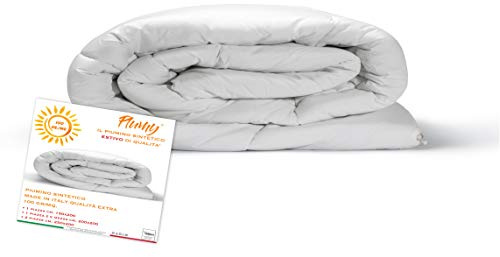 Tex family - Piumino Estivo PLUMY 100 gr./mq | Anallergico | Microfibra Morbida | Ottimo Comfort Primavera/Estate | Made in Italy, Bianco, 1 Piazza e Mezza, Poliestere