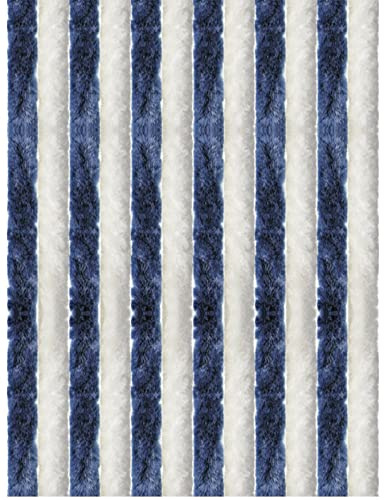 Arsvita Rideau en molleton 160 x 220 cm Bleu foncé – Blanc, protection parfaite contre les insectes et les regards indiscrets pour votre porte de balcon et de terrasse, plusieurs couleurs
