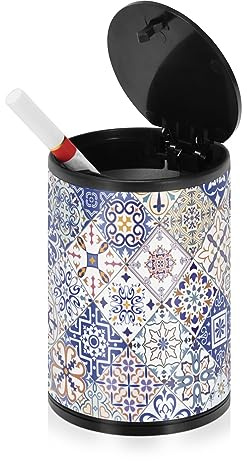 Portuguese Spanish Italian Outdoor Ashtrays For Cigarettes with Lid Stainless Steel Portable Detachable Patio Cigarette Butt Receptacle for Patio Kitchen Vehicle