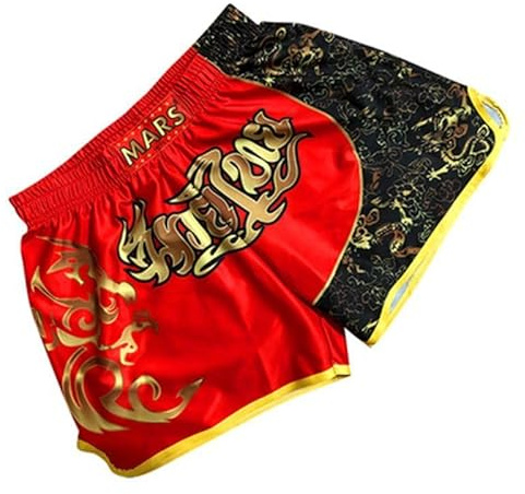 HEARTTOUCH Pantaloncini da uomo Premium Muay Thai Fight – Pantaloncini tailandesi da boxe, pantaloni corti tailandesi, pantaloni da allenamento per kickboxing, taglie S-4XL