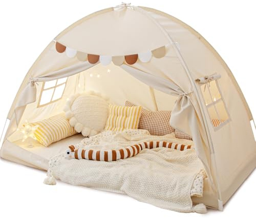 Sherilyn Twin Bed Toddler Canopy Bed Kids Tents Indoor Dream Playhouse Tent on Bed Bunk Privacy Space Blackout Sleeping Tents Portable Drafty Room Floor Bed Tents for Boys Girl Birthday, House Gift