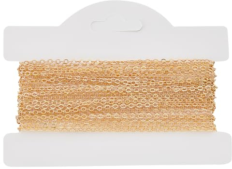 Beebeecraft 5M/16.4 Piedi 2.1mm 18K Placcato Oro Ottone Catena Portacavi Piatto Bulk Link Lunga Catena Risultati Della Collana per Gioielli FAI DA TE Che Fanno Forniture