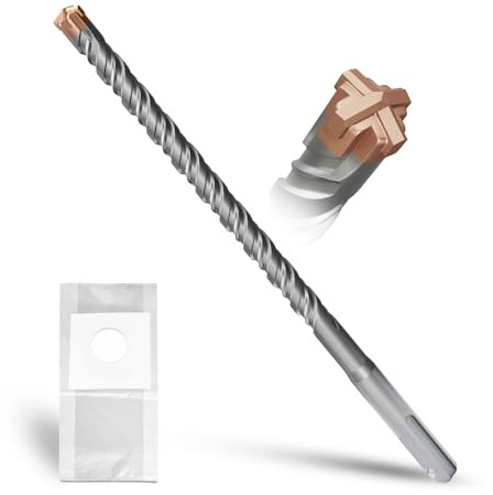 METOTY SDS Plus Drill Bit 10 mm x 260 mm, with 4 Carbide Cutting Edges, Head with Coating, Masonry Drill, Hammer Drill, Concrete Drill, for Stone, Concrete, Natural Stone, Brick Wall