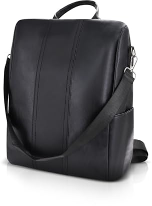 AfitLulu Großer Rucksack Damen Wasserdicht Anti-Diebstahl Wanderrucksack mit Reißverschluss, Mode Kunstleder Reiserucksack Multi-Taschen-Design Schultertasche mit Verstellbarer Schultergurt (Schwarz)