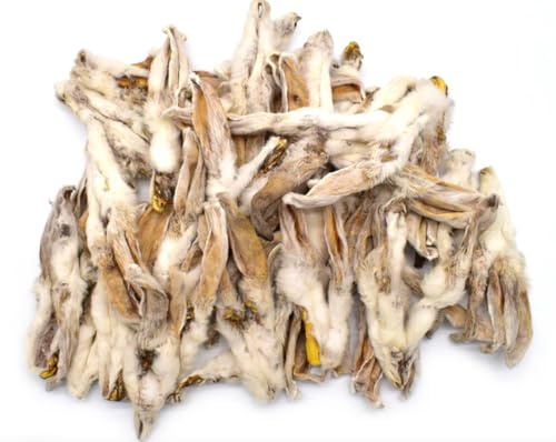 Natural Dried Rabbit Ears Dog Treats, 1kg, Deworming Support for Dogs and Puppies