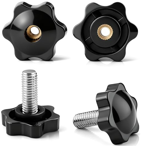 msymsyu 6 stycken stjärnhandtagsskruv M8 vingskruv M8 x 30 mm/100 mm vardera två och 2 stycken 31# stjärnhandtagsmutter M8 svart kolstål för iIndustriellt bruk och gör-det-själv-projekt