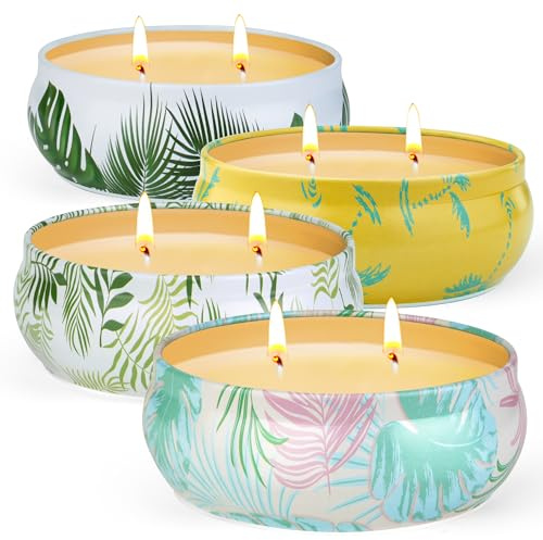 Velas de citronela para exteriores, grandes, 4 velas de citronela de 400 g, sin humo, 320 horas de larga duración, esenciales de verano, cera de soja natural, vela perfumada de citronela, cera de soja