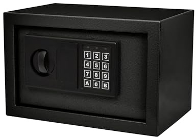 Digital Safe - Electronic Steel Safe with Keypad and Manual Override Keys - Protect Money, Jewelry, Passports - For Home, Business by Stalwart (Black), 12.2 (L) x 7.9 (W) x 7.9 (H)