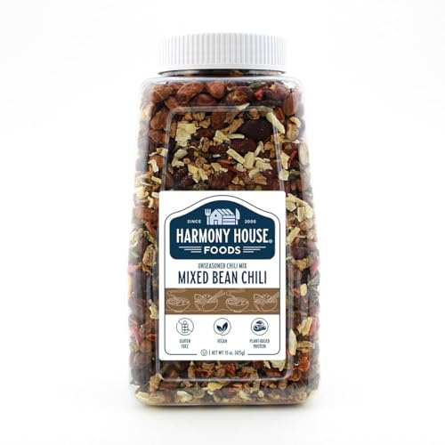 Harmony House Foods Soup Mix, Mixed Bean Chili, 15 Ounce Quart Size Jar