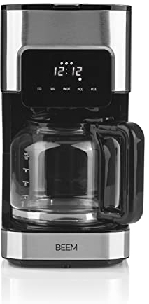 BEEM FRESH-AROMA-TOUCH Filtermaschine - Glas | Kaffeemaschine | Mit 1,25 L Glaskanne | Edelstahl | Permanentfilter | Timer | Aromafresh | 900 Watt