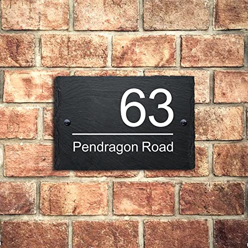 Slate House Signs Door Numbers Plaques for Wall Road Plate Plaque Rectangle Rustic Black Natural Slate Signs UV Printed Plaques 10x15cm