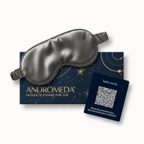 Andromeda Máscara de sueño 100% seda natural de 22 Momme | Diadema de noche oscura para proteger los ojos de la luz | Viajes, Avión, casa | Regalo para mujeres y hombres | (gris antracita)