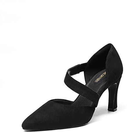 DREAM PAIRS Zapatos Tacón Alto Mujer,Size 37,Ante Negro,SDPU2350W