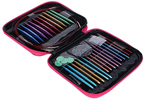 Dekaim Bunte Rundstricknadel Sets,Austauschbare Rundstricknadeln,Aluminium Stricknadeln,Mit Aufbewahrungsbox