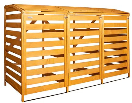 Samuel ALEXANDER 1.99m x 1.22m Large Wooden Outdoor Garden Triple Wheelie Bin Store Storage for 3 Bins