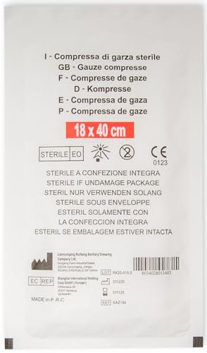 Garza idrofila sterile 18x40 cm Confezione da 12 buste -
