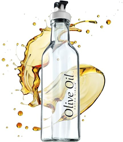 KADAX Glasflaska för olivolja, 250 ml, oljeflaska för fyllning, oljekaraff av robust glas, olivolja, dekorativ flaska för köket (transparent)