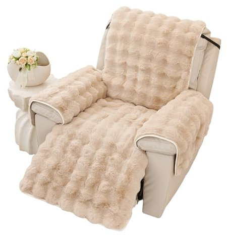 EBETA Weiche Plüsch Sesselschoner Sesselauflage Armlehnenbezüge, Neue rutschfeste Sesselüberzug Flauschiger Kunstpelz Relaxsessel Bezüg (Hellbraun, 60 * 225 cm)