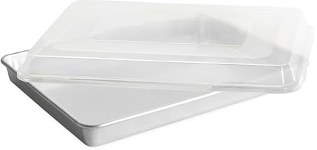Nordic Ware Extra Large High-Sided Baking Pan, 21.1 x 15 x 2 inches, XL Big baking pan Natural Uncoated Aluminum, Reinforced Steel Rim Prevents Warping, Big Batch with Lid