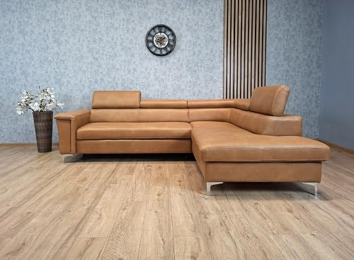 Quattro Meble Lussuoso divano angolare Roma in pelle italiana Granada divano angolare in vera pelle (269 x 210 cm angolo destra)