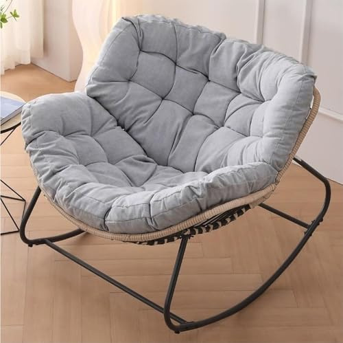Agteruo Outdoor Patio Rocking Chair,Outdoor Furniture,Papasan Chair with Cushion and Frame,Indoor Rocking Recliner Sofa,Deck Chairs for Bedroom/Living Room/Porch/Garden/Balcony