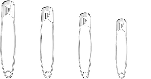 240 pcs Épingle a Nourrice,Pin de Sécurité en Métal Résistantes à La Rouille,Épingles Couture, épingles nourrice,Argent, 5 Tailles, 19mm 26mm 31mm 46mm 55mm