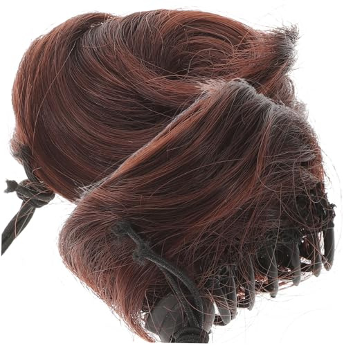 MOTHNUR 2Pcs High Temperature Silk Hair Bun Extensions Claw Clip Hairpieces for Women Soft Smooth Donut Updo Use Volume and Color Enhancer Natural Glossy Straight Hair Accessory
