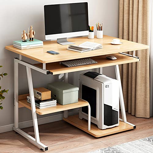 Scrivania compatta in rovere da 81,3 cm, con ripiano per tastiera, moderna postazione di lavoro per casa e ufficio, per PC e laptop, tavolo da studio ideale per piccoli spazi