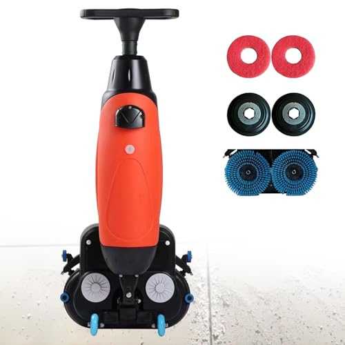 UORDBY Fregadora de Pisos Comercial Pulidora de Pisos Multifuncional con batería y Doble Cepillo de Disco, rotación de 360° y Tanque de 1 galón, Ideal para restaurantes, garajes o gimnasios