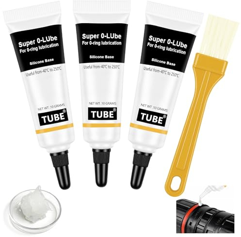AUAUY 3 Piezas Grasas de Silicona mit Silikonpinsel, Lubricante de Silicona para Juntas Tóricas,Juntas, Lubricación de Máquinas, Equipos de Buceo, Filtros de Agua, Sellador de Válvulas, 10 g, Tubo