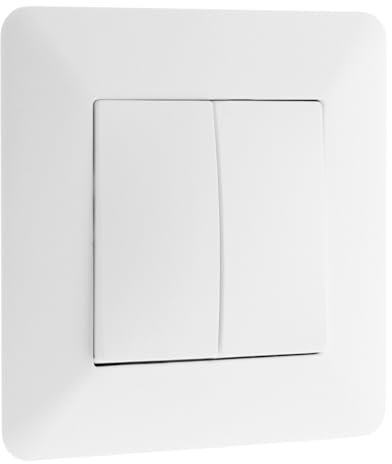 Zenitech - Interrupteur Va-et-Vient Double 10A Artezo - Blanc - Appareillage Encastré Prêt à Poser - Moteur Compact - Facilité de Câblage - Façade Réglable pour Surface Irrégulière - Plaque 86 x 86 mm