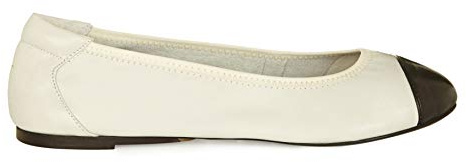 Cocorose Foldable Shoes - Harrow Leather Ballerinas - White with Black Cap -Size UK5