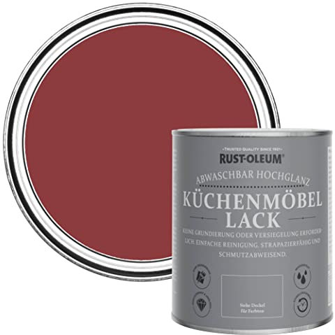 Rust-Oleum 750ml Watercolour PAINT - Empire Red Gloss Finish - Red Kitchen Cupboard Paint ( Interior, Wood, 14 sqm/l Coverage, Water-resistant, Washable, Tin)