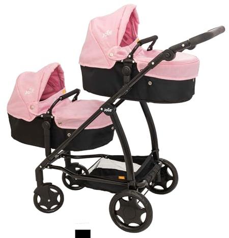 Joie Junior Evalite Twin Kinderwagen | Doppelter Kinderwagen in Pink & Schwarz | Doppel-Puppenwagen mit Höhenverstellbarem Griff und Mehreren Sitzoptionen | Geeignet ab 3 Jahren