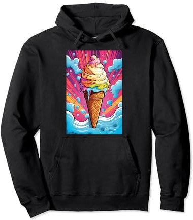 Gaufrier glacé cornet de glace glace pop art vintage rétro glacé café glacé Sweat à Capuche