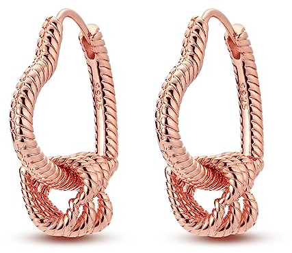 NARMO Pendientes de aros en forma de corazón para mujeres 925 pendientes de plata de ley rosa corazón de oro colgante aros pendientes