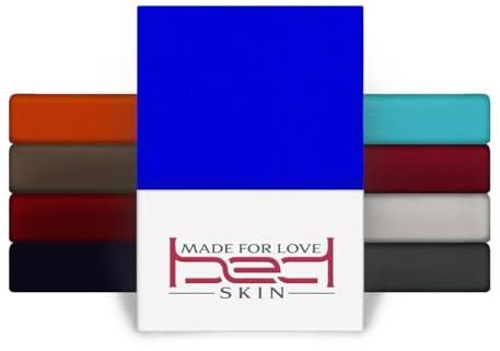 BedSkin Jersey Spannbettlaken 160x200cm - 100% Baumwolle Spannbetttuch/Bettlaken, Matratzenhöhe bis 30 cm - Blau