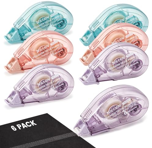 6 Stück Kleberoller Fotokleber Doppelseitig Selbstklebend, Kleberoller Maus Stempelzubehör, Scrapbook Zubehör Klebemaus zum Basteln von Fotoalben, Karten, Fotos, Basteln, Tagebuch, 6mm x 6m