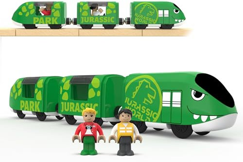 Toy Train Set for Wooden Tracks, Battery Operated Trains for Toddlers, Motorized Train with Dinosaur Train for Kids, Electric Trains Toy Compatible with Thomas & Friends, Brio