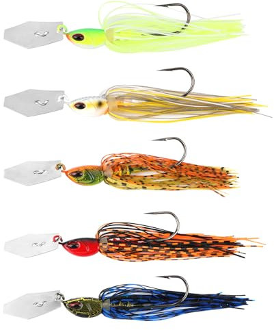 5stk Jig-Angelköder mit Klingen, Mehrfarbige Angelhaken mit Rock Vibrierende Angelköder Scharfe Angelköder Jigköpfe für Hecht Barsch Forelle Zander