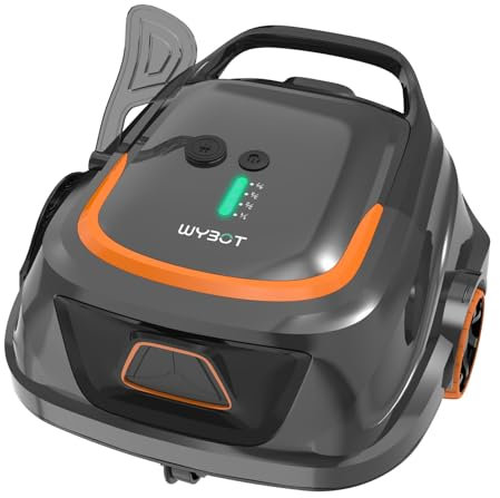WYBOT (2025 Upgrade) A1 Poolroboter, Laufzeit bis zu 120 Minuten, Pool Roboter Kabellos mit Doppelfilter und Poolroboter Akku, Poolroboter für Aufstellpool bis zu 100㎡(Schwarz Orange)