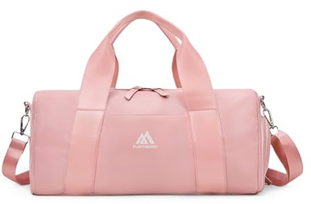 Flintronic Pequeña Bolsa De Deporte para Mujeres, Bolsa De Deporte para Niñas y Niños, Bolsa de Viaje con Zapatero y Bolsillo para Húmedos, para Fitness, Natación y Viaje (Rosa)